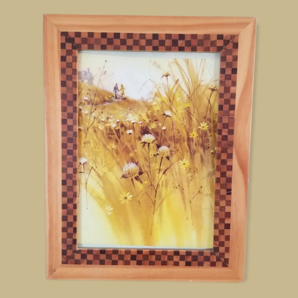 Vintage Greeting Card Wood Mosaic 6.5